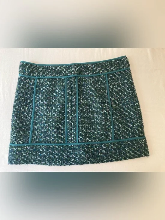 J. Crew Teal Green Tweed Mini Skirt