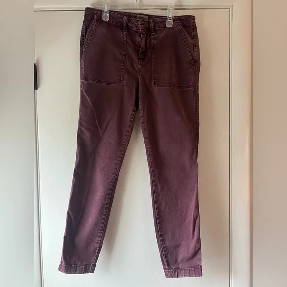 J. Crew Garment Dyed Straight Leg Chino Ankle Pants Berry Purple Size 30 Medium
