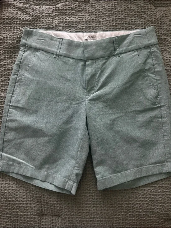 J. Crew Light Mint Green Tailored Cotton Bermuda Shorts