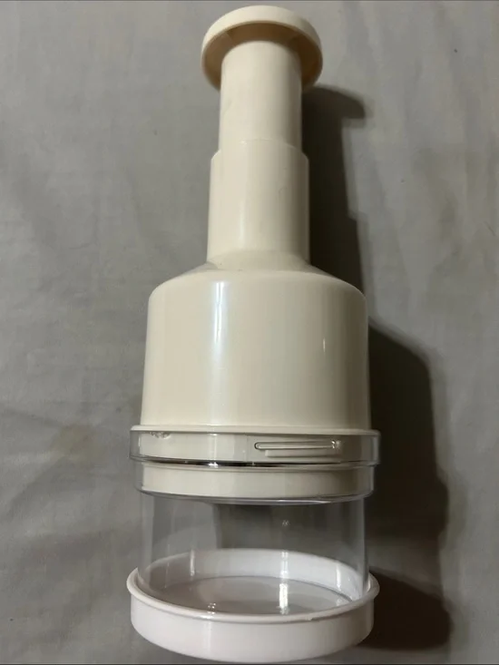 Cream Manual Vegetable Chopper with Clear Bowl - Unbranded