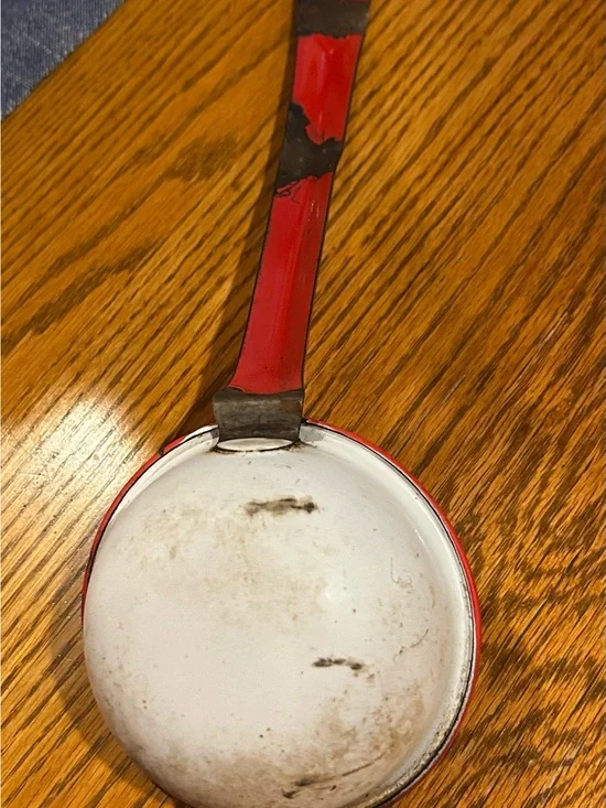 Vintage Red Enamel Ladle Spoon