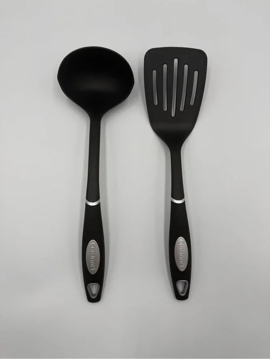 Cuisinart Black Nylon Ladle & Slotted Turner Spatula Set EUC 2 Pc