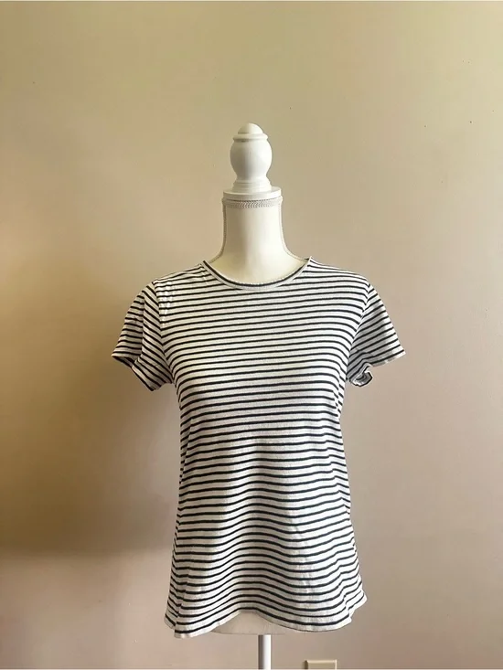 J. Crew Black & White Striped Short Sleeve Tee