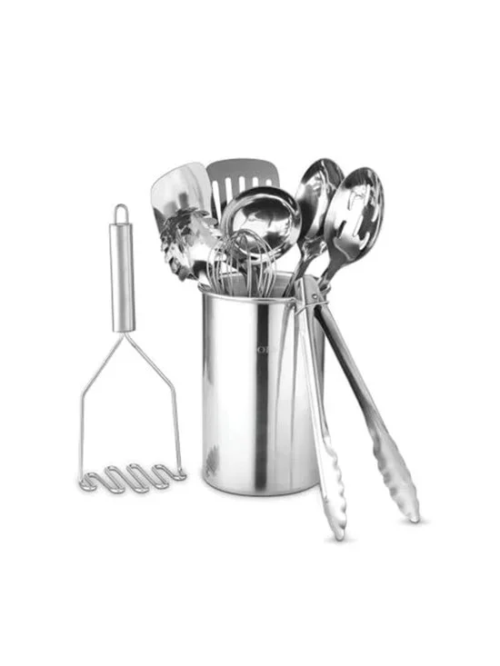 Premium Set of 10 Stainless Steel Kitchen Tool Set with Holder Easy To