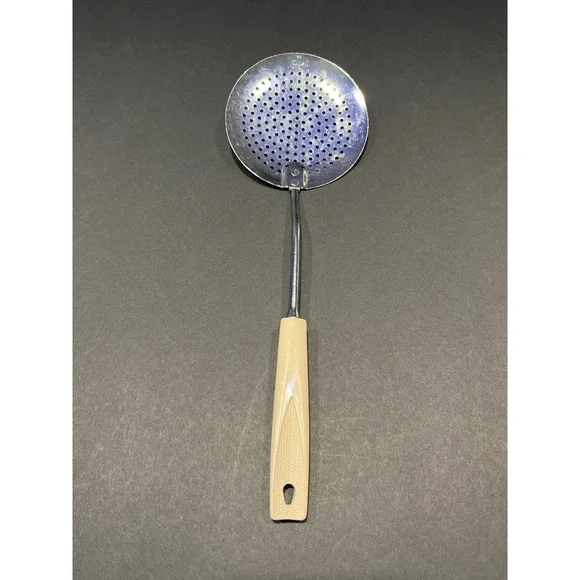 Vintage EKCO USA Skimmer Spoon Stainless Steel Cream Handle Perforated 12.5in