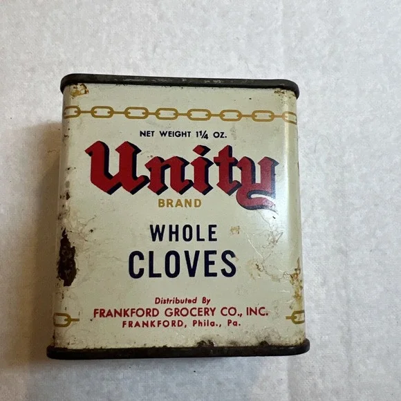 Unity Whole Cloves Antique Tin Kitchen‎ Collectible