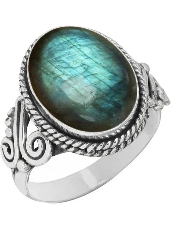 Boho Handmade Chunky Natural Gemstone Ring - Labradorite, Moonstone, Turquoise