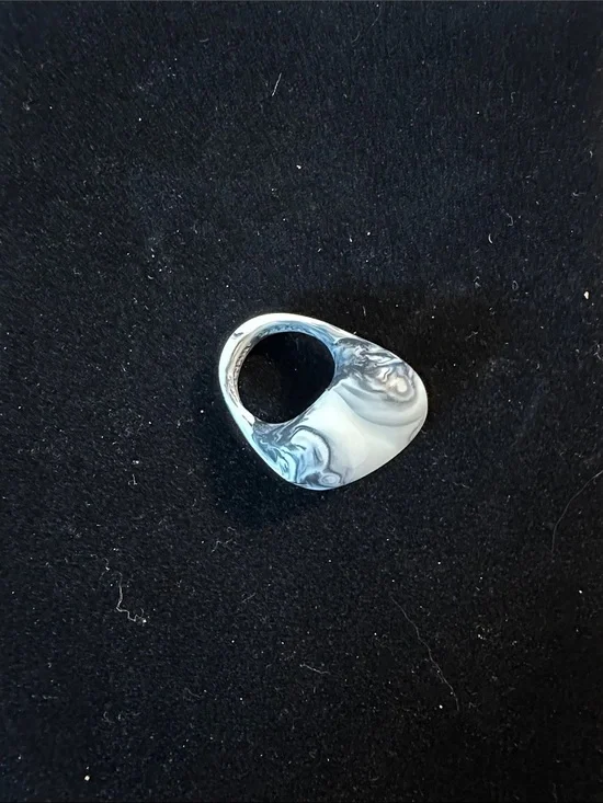 Dinosaur Designs Blue Marbled Resin Statement Ring