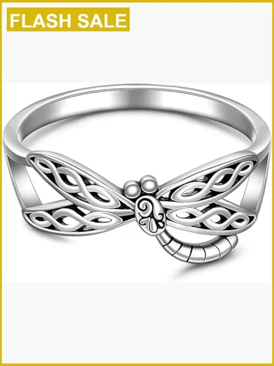 Dragonfly Ring Sterling Silver Thumb Ring Celtic Knot Jewelry for Women Size 7