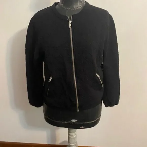 J. Crew Black Quilted Bomber jacket, size M