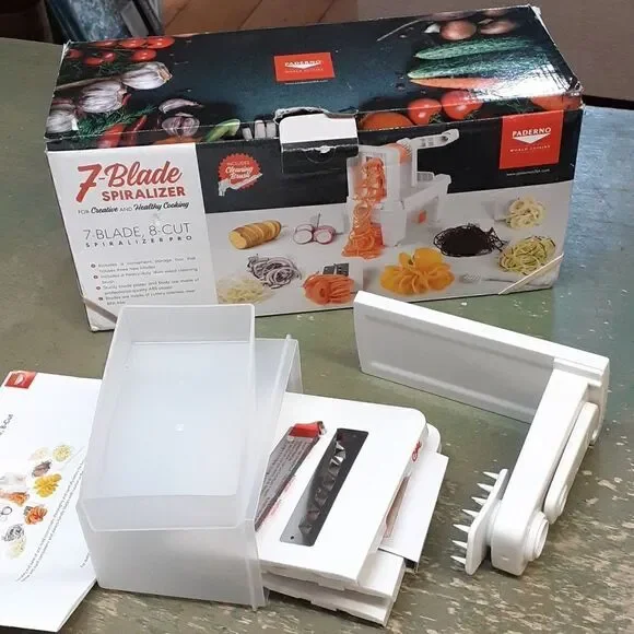 Paterno 7 blade, 8 cut spiraling pro and hand held grater/slicer‎
