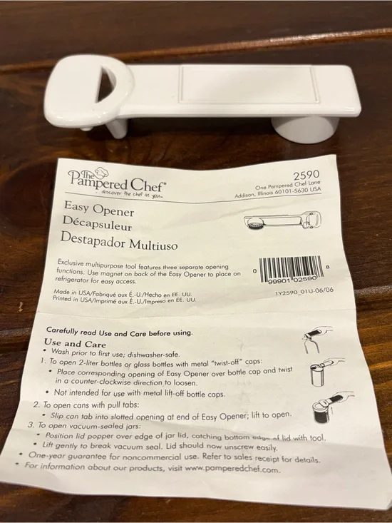 Pampered Chef #2590 Easy Opener Bottle Cans Opening USA - READ
