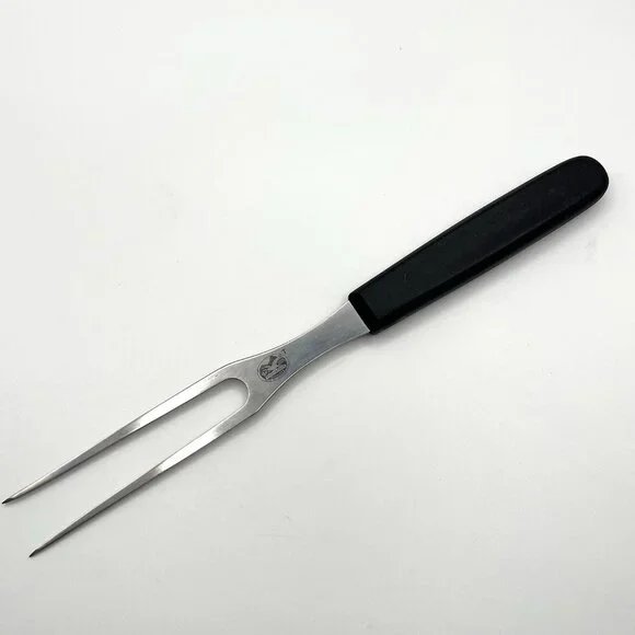 VTG Victorinox Swiss Stainless Steel Carving Fork Black Plastic Handle 10.5” MCM