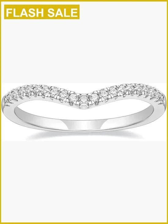 Cubic Zirconia V Shape Eternity Band Stacking Ring Size 6