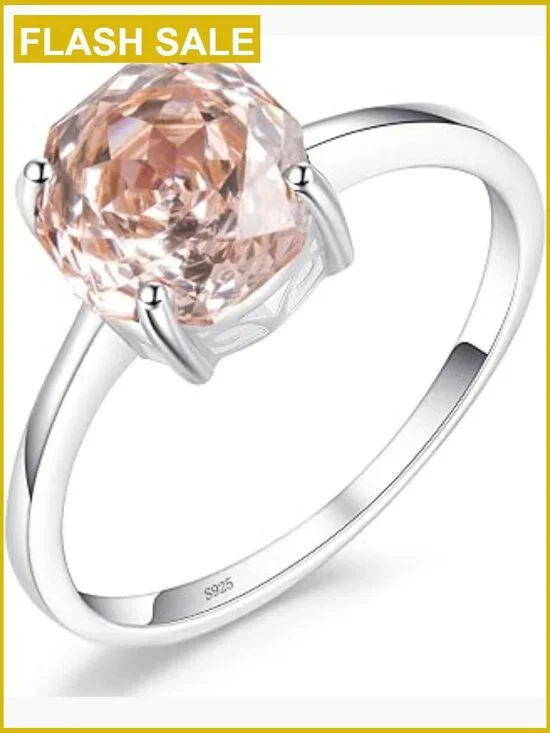 Octagonal Cut Solitaire Ring - Rose Gold Plated 925 Sterling Silver Wedding Band