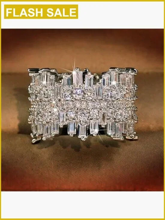 Sterling Silver Eternity Ring Multi Row CZ Pave Ring Fine Jewelry Promise Ring