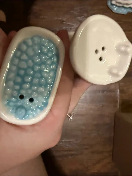 Handmade Ceramic Tub and Sink salt and pepper shakers