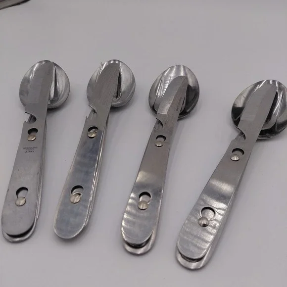 4 Vintage Stainless Steel Japan Camping Kit Utensil Knife, Spoon, Fork Utility