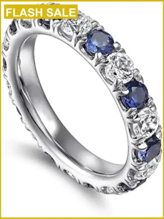 925 Sterling Silver Eternity Ring 3mm Band Wedding Stackable Ring