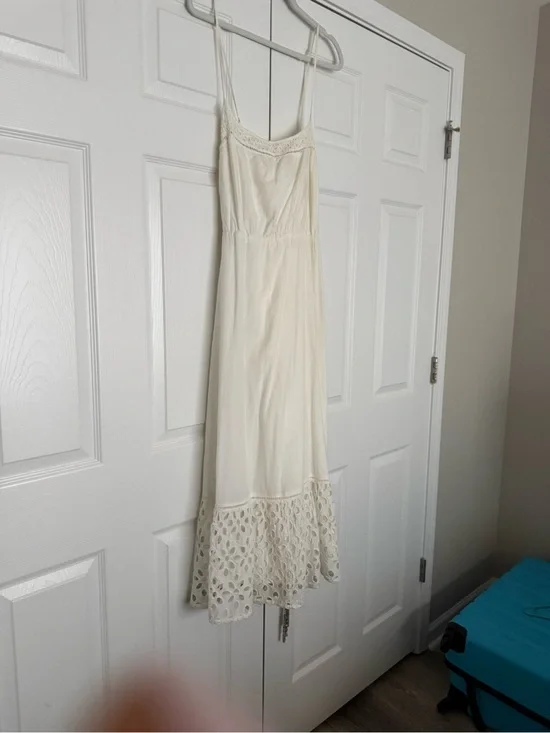 J. Crew Cream Crochet-Hem Maxi Slip Dress