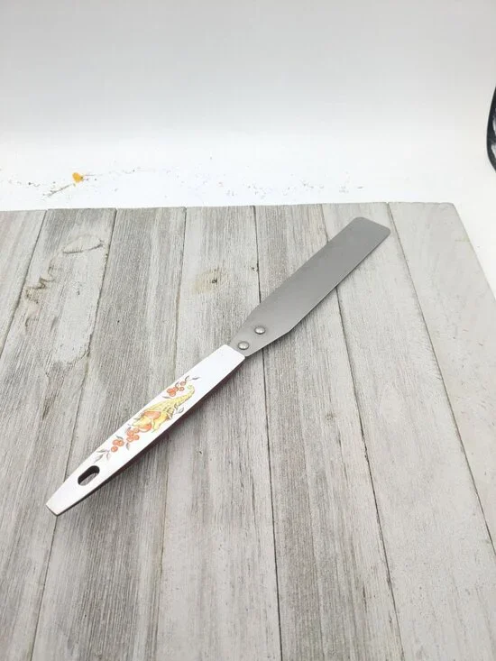 Vintage Stanley Cake Icing Spatula Stainless Steel Maroon Handle USA 11 1/4