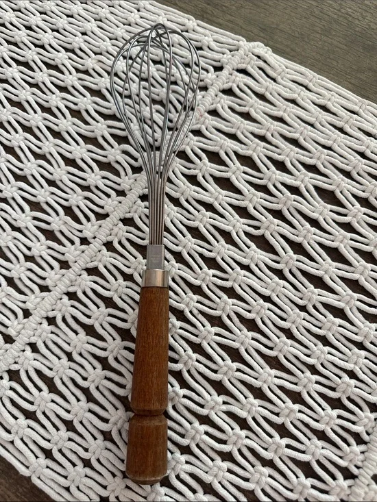 Vintage 60s/70s Bonny Japan Stainless Steel Wood Handle MCM Balloon Whisk