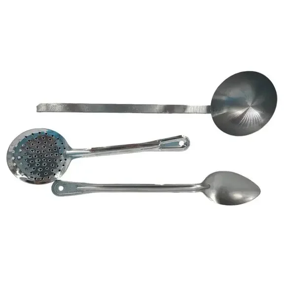 Stainless Steel Ladle Spoon Skimmer Set Heavyweight Kitchen Utensils Trio