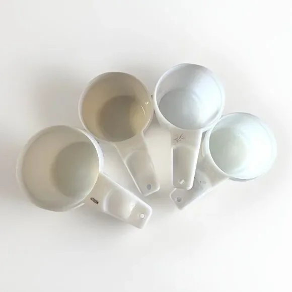 Vintage Tupperware Measuring Cups Sheer‎ White Stacking Nesting Set of 4