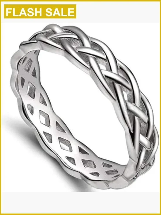 4mm Stainless Steel Celtic Knot Wedding Band Ring Stackable
