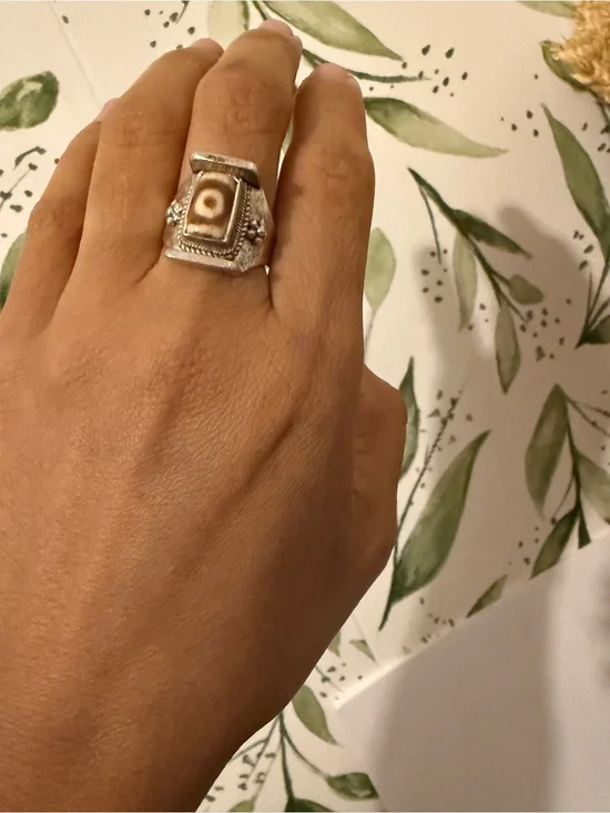 925  Silver ring with Dzi stone Statement Ring - Women's Jewelry( New)