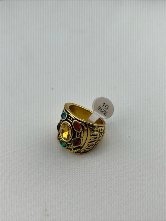 🎁Gold-Tone Multicolor Gem Statement Ring - Size 10