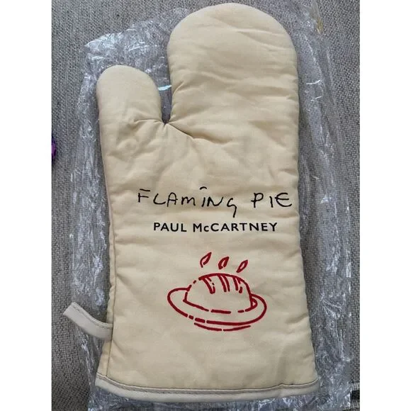NEW Paul McCartney Flaming Pie Oven Mitt - Cream with Red Graphic