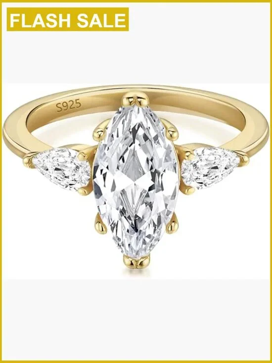 2CT Marquise Cut CZ Engagement Ring Sterling Silver Solitaire Ring Promise Ring