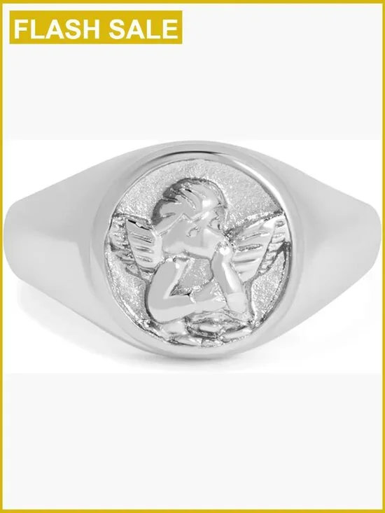 Tarnish Resistant 18K Gold Plated Stainless Steel Chunky Signet Stackable Ring