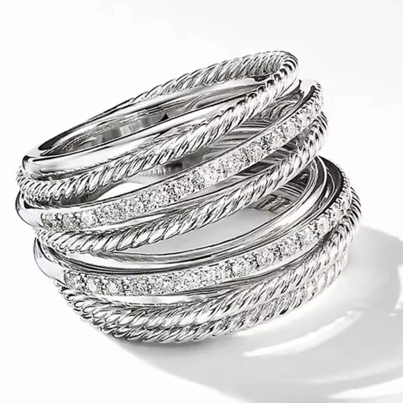New! Wedding bridal  Silver and crystal Women's Ring