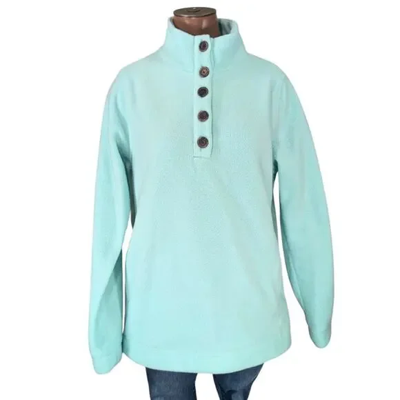 J.Crew XS Mint Aqua Oversize Cozy Mock Neck Pullover Fleece Kangaroo Pocket