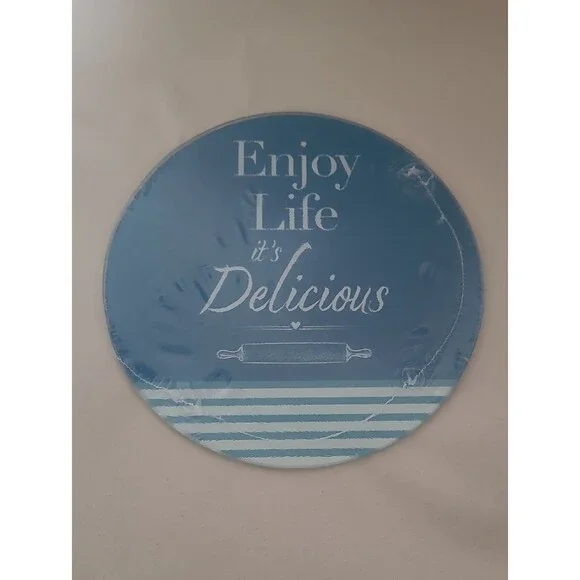 Enjoy Life It's Delicious Round Blue Cutting Board ♻️ 5/$10 ♻️
