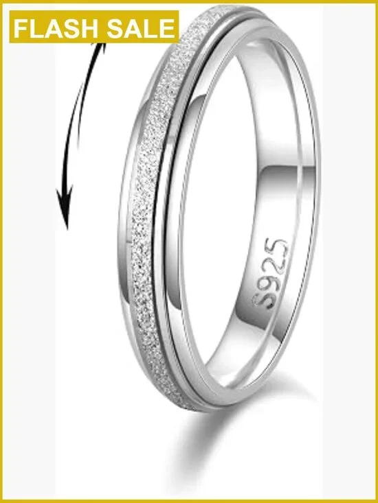 925 Sterling Silver Fidget Ring Spinner Anxiety Ring Band