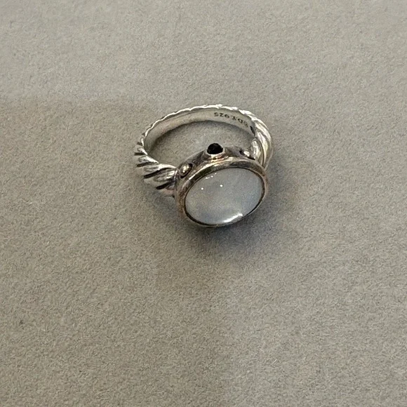 Elegant Silver David Yurman Ring with White Stone