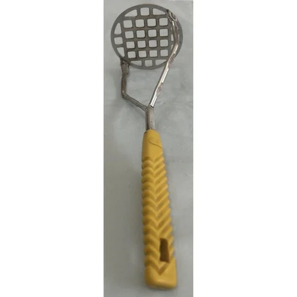 Vintage Action Industries Yellow Potato Masher MCM Kitchen Utensil USA