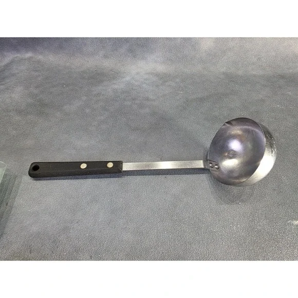 Vintage Ekco Forge Stainless Steel Soup Ladle Black Riveted Handle USA Made