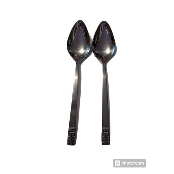 VTG CARLYLE Hong Kong stainless‎ cameo pattern lot 2 tablespoons replacement