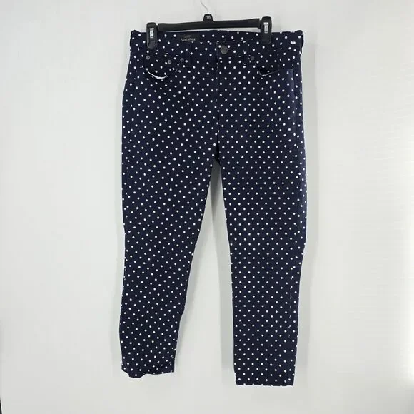 J CREW Vintage straight pant in White polka-dot stretch chino Pants Navy Size 31