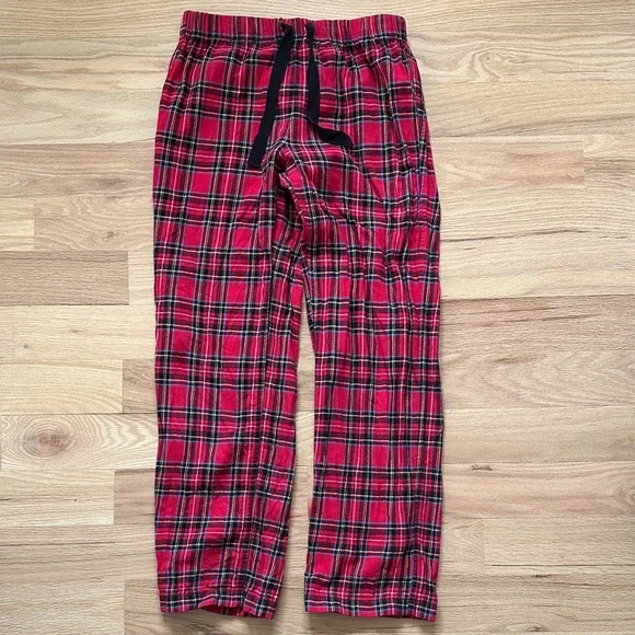J.Crew red plaid drawstring flannel pants women's XS