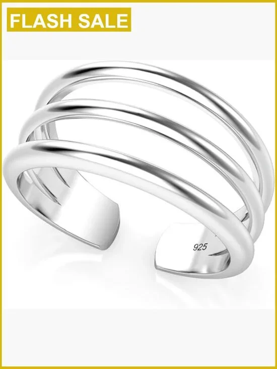 3 Row Adjustable Sterling Silver Toe Ring Band