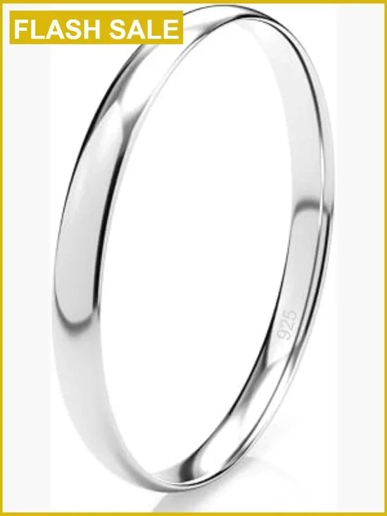 Sterling Silver 2mm High Polish Dome Wedding Band Ring