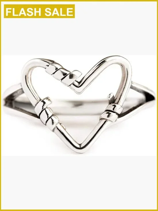 925 Sterling Silver Heart Ring Stackable Band