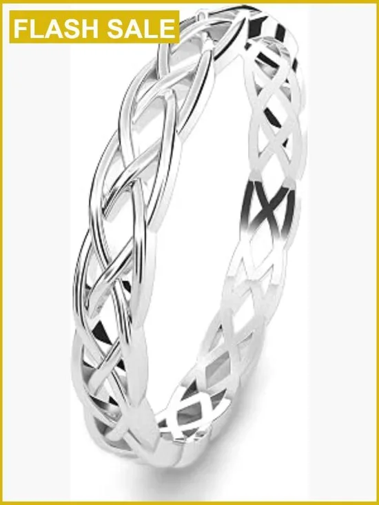 925 Sterling Silver Celtic Knot Eternity Band Ring 4mm
