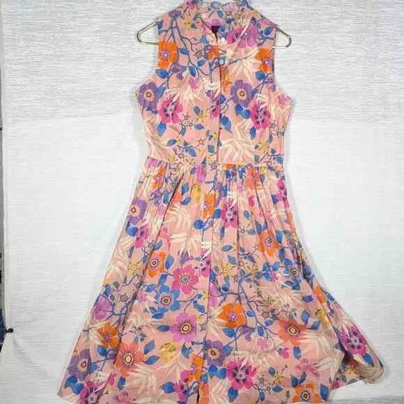 J.Crew Dress Womens Size 6 Liberty Pavilion Colorful Floral Print Midi