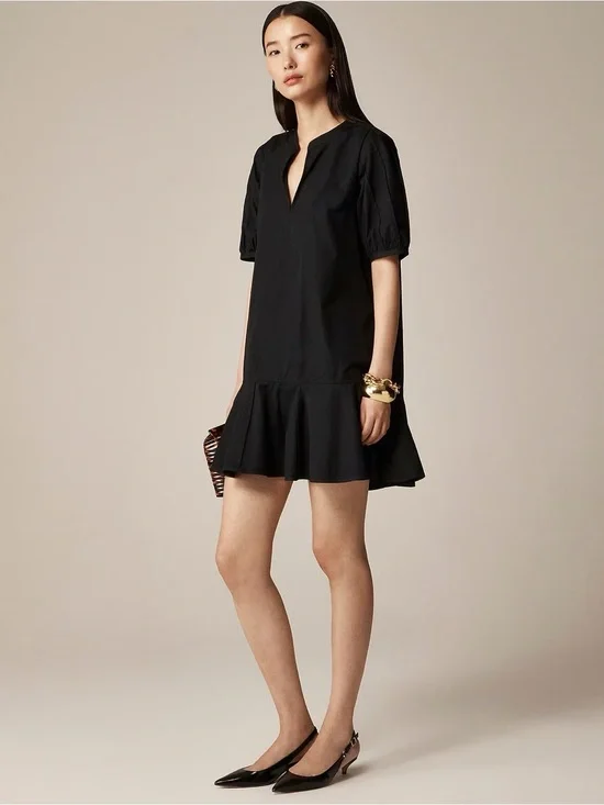 NWT 2025 J Crew Black Delilah Dress Cotton Poplin Size Small